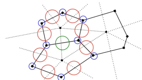 Figure 3. A diagram of the stencil ofcell shared between edgesweightsmultaneously conserves both total energy and potential enstrophy Q when applied to an edgee (green)