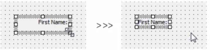 Fig. 7 Double-click the lower-right corner handle to snap the label to size. 