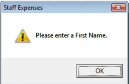 Fig. 13 The error message reminds the user to enter a First Name. 