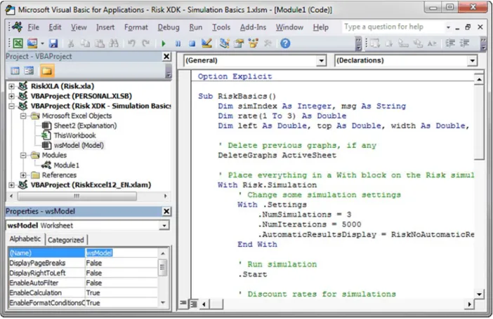 Figure 22 Code Name for Worksheet    With Blocks  In the XDK example files, you will see a lot of With blocks, sections that start with the keyword With and  end with the keyword End With. These are used by all good VBA programmers, so you should get used 