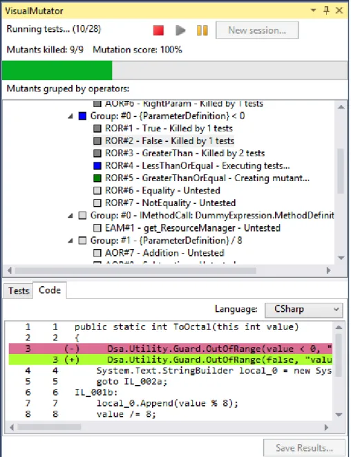 Fig. A.3. Visual Mutator - mutated code view