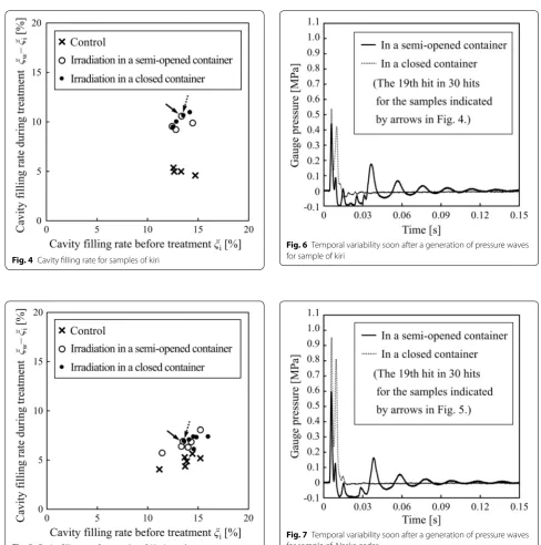 Fig. 7 Temporal variability soon after a generation of pressure waves for sample of Alaska cedar