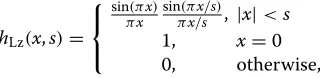 Figure 2 Sinc kernels. (a) Sinc kernels truncated by various 6-tap windowing kernels and (b) the partially magnified image of the truncated sinckernels.