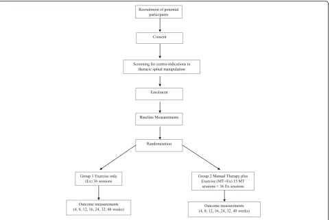 Fig. 1 Flow of participants through the trial. MT manual therapy, Ex exercise