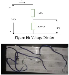 Figure 11:  Circuit of Voltage Divider     Any  voltage  higher than about 20V could  damage  the  Arduino