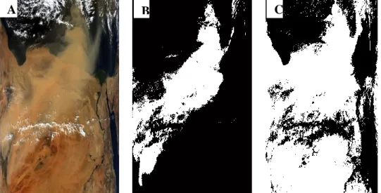 Table 4.3 shows that the TPR is the same in both methods which means the  same number of dust storm pixels were detected as a dust storm