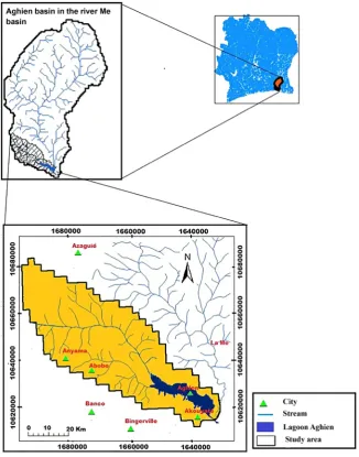Figure 1. Location of the study area with Aghien watershed and Me.  