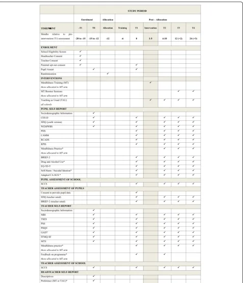 Fig. 2 Standard Protocol Items: Recommendations for Interventional Trials (SPIRIT) diagram detailing trial activities and measures and their timing