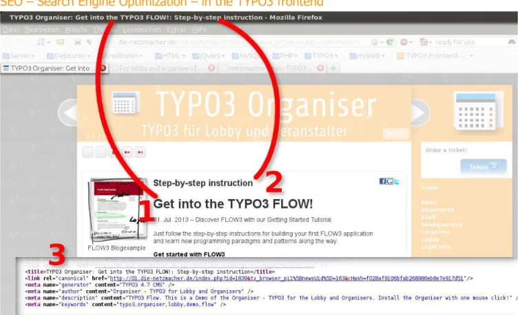 Illustration 16: Organsier (org) News: SEO – Search Engine Optimization – in the TYPO3 frontend SEO – Search Engine Optimization – in the TYPO3 frontend: