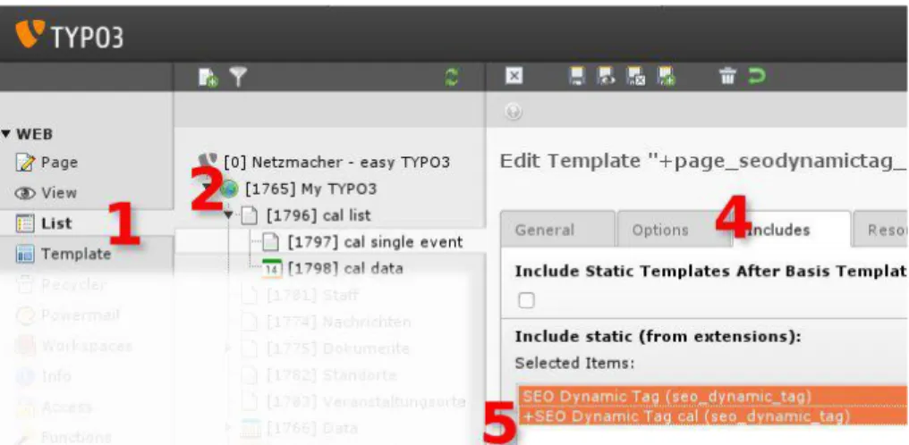 Illustration 5: Calendar Base (cal): include the static templates Include the static templates: