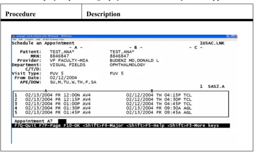 TABLE 2.  Step by step booking a physician and ancillary linked appointment Procedure Description