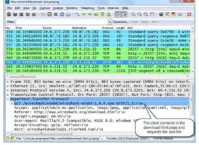 Figure 1. The client requests the Wireshark default page [http-wiresharkdownload-slow.pcapng]