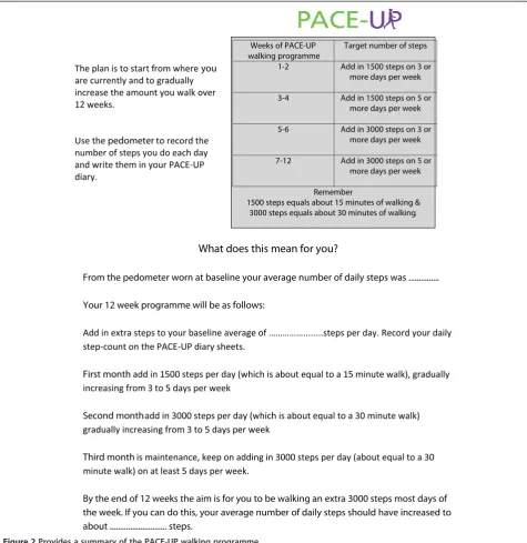Figure 2 Provides a summary of the PACE-UP walking programme.