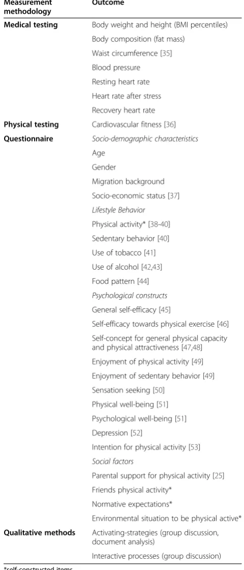 Table 1 Overview of measures