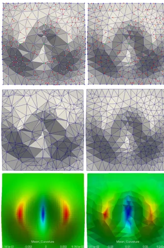Figure 8. Comparison of converged results. Top left: reconstructed TIN surface from one iteration, with the initial points presented