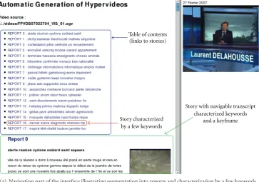 Figure 7: Screenshots of the automatically generated hypernews Web site.