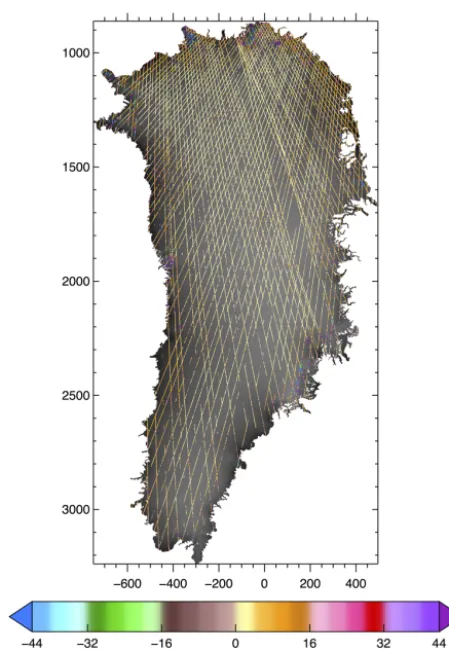 Figure 6. Histogram of ICESat minus modeled surface elevationdifferences (m) in 2007.8 for the SMB + FF simulation.