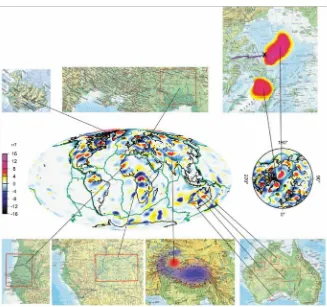 Figure 9. Most of the positive continental magnetic anomalies are positioned either in thermal areas or in great continental hollows where it is known that the thermal heat run-through is greater than in areas that are positioned at relatively higher altit