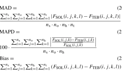 Table 3. Statistical scores for absorbed shortwave radiation ﬂux by surfaces regarding the seasons.