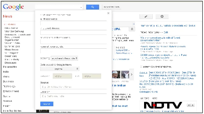 Figure 7: Google Scholar's advanced search 