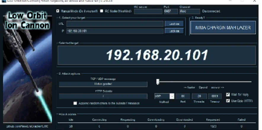 Figure 9 is an experiment of UDP flooding attack where packets are simultaneously sent to port  80  with  data  threads  40  and  19320  requests