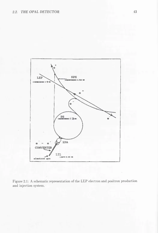 Figure 2 .1: A schematic representation of the LEP electron and positron production 