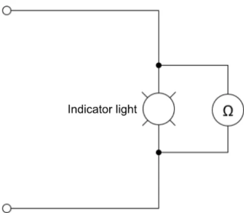 Figure 65. Using an ohmmeter to measure the resistance of an indicator light. 