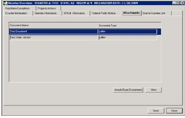 Figure A-7: Attachments Tab with Document List 