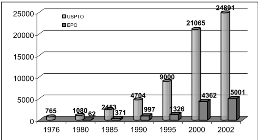 Figure 3 – Software patents in US and Europe  