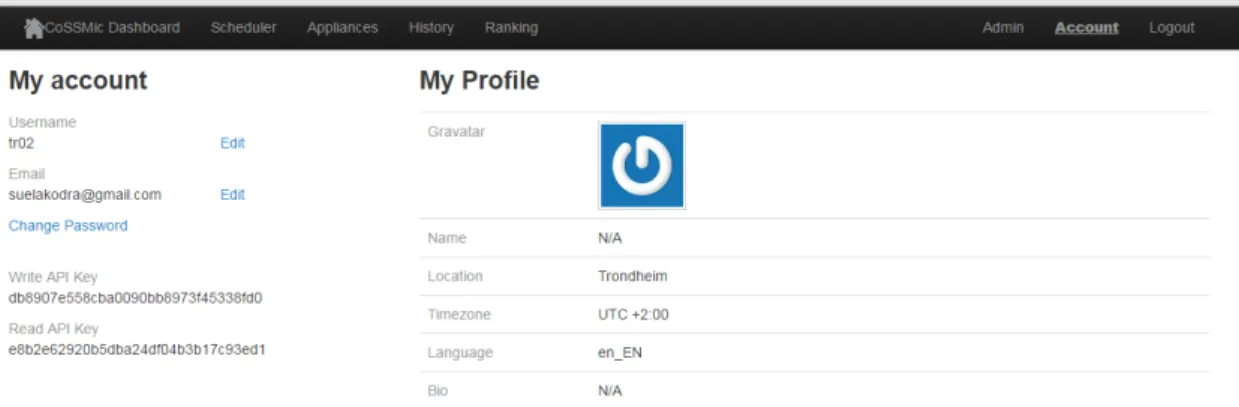 Figure 8: The profile page of the CoSSMic user