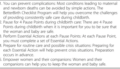 Table 1 Five key messages of the SCC program
