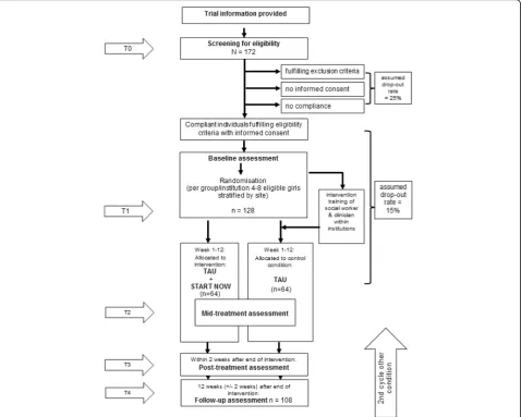 Fig. 1 Trial flowchart. TAU Treatment as usual