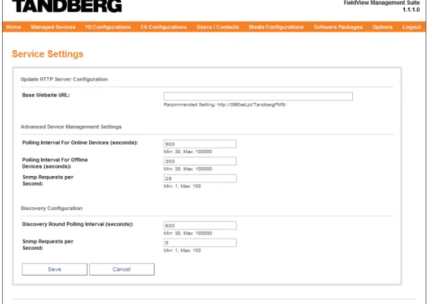 Figure 4 - FMS Service Settings