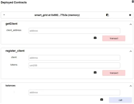 Figure 8 shows the snap view of the deployed virtual smart grid. DSO can perform balance  check and client related tasks
