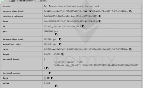 Figure 12. Deployed client_contract  4.2  Performance analysis for Ethereum 