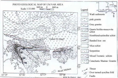 Figure 3. Geological map of Area K 7 in Central Zone of Gabal Kamel BIF [11]. 