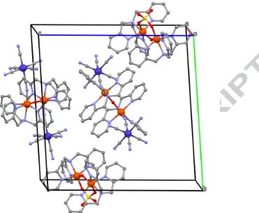 Figure 2. The unit-cell content showing two dinuclear Fe12 inversion-related bent dications on a general position, (x,y,z), and the dinuclear dianions, Fe33a and Fe44b, centred at (0,½,0) and (0,½,½), which are the positions of the O3 and O4 bridging oxygens, respectively.Each of the two independent dianions lies across a centre of inversion such that in 