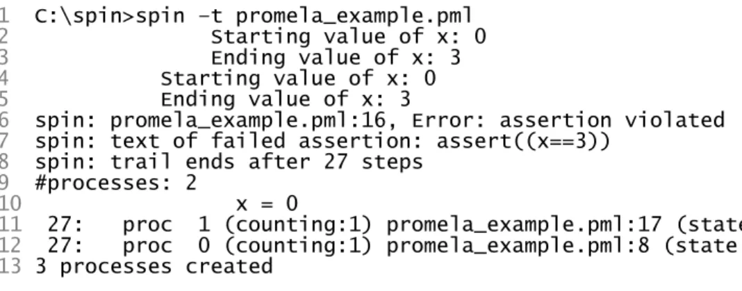 Figure  9  illustrates one possible execution of the example program  from  Figure 8.   The  indentation level of the output statements correspond to the process that produced them