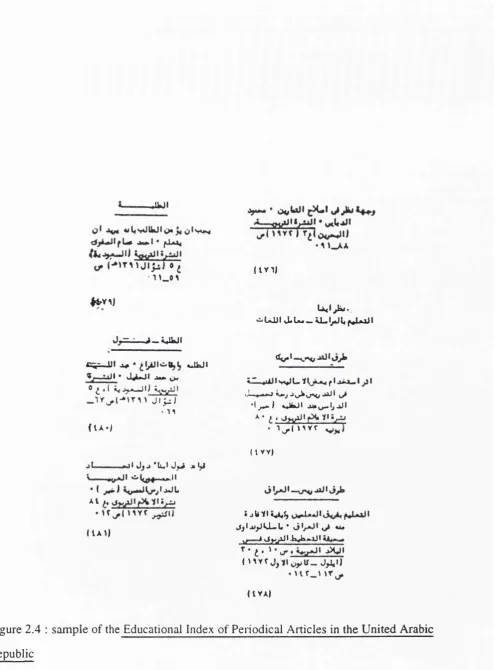 Figure 2.4 : sample of the Educational Index of Periodical Articles in the United Arabic 