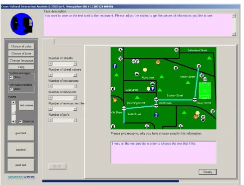 Figure 2. Screenshot of the “Map Display Test Task” during the test session with the IIA Tool