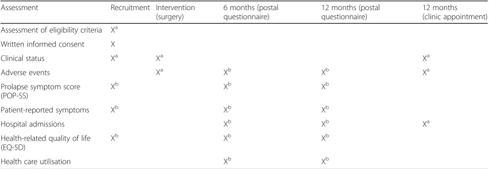 Table 2 Schedule for assessments/data collection