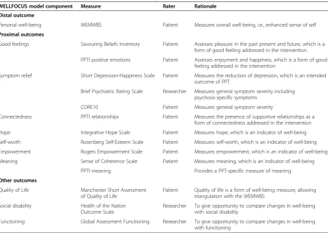 Table 1 Outcome measures used in the WELLFOCUS study
