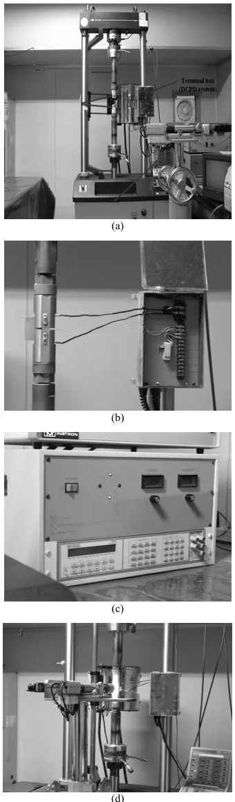 Figure 3 shows the equipment used for this experi-perimental machine. The frequency is 10 Hz constant amplitude loading with stress ratio R = 0.1 at room tem-perature, as specified in the ASTM E647-95a code