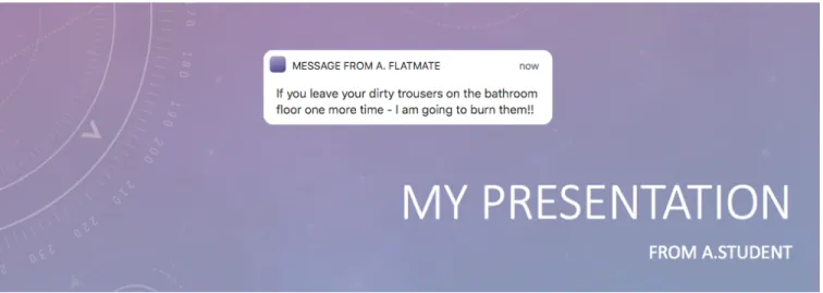 Figure 1: Illustrative example of unwanted notification appearing during student presentation.