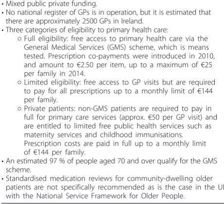 Table 6 Key features of Irish Primary Care