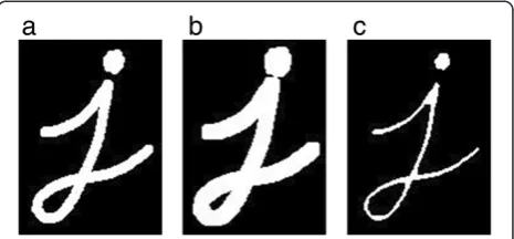 Figure 2 Morphological operations. (a) Original image; (b) dilatedimage and (c) eroded image.