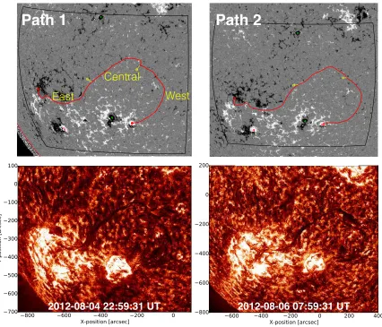 Figure 5. SDO/HMI magnetograms and the corresponding SDO/AIA 304 ˚A images of the ﬁlament taken around the times ofthe two magnetic models (2012 August 4 23:00 UT and August 6 08:00 UT)