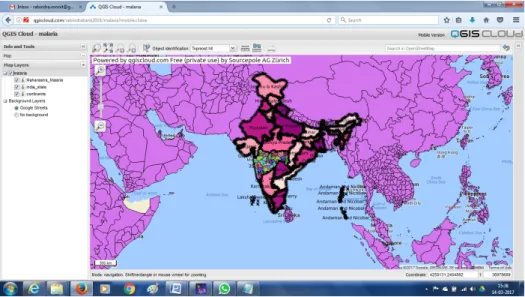 Fig. 8 Overlay operation on thin client environment in QGIS cloud [5].