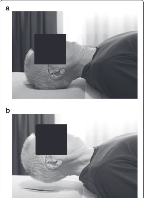 Figure 3 Craniocervical flexion exercise in sitting position.
