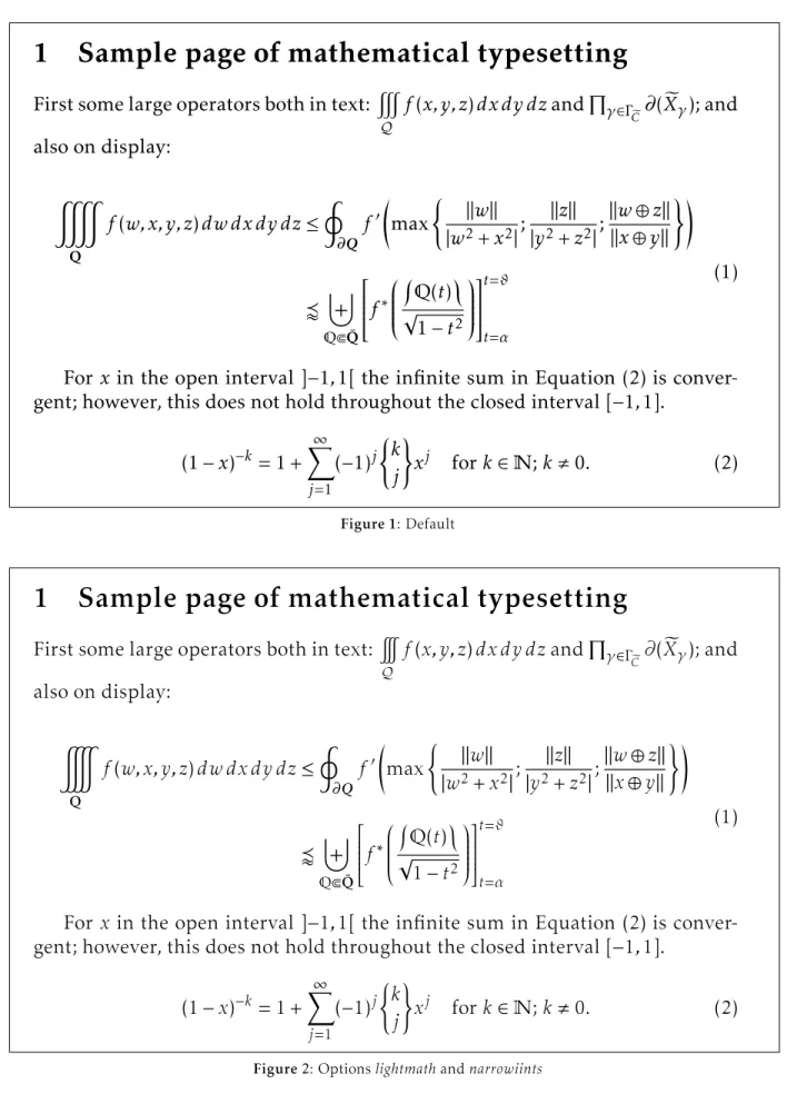 Figure 2: Options lightmath and narrowiints